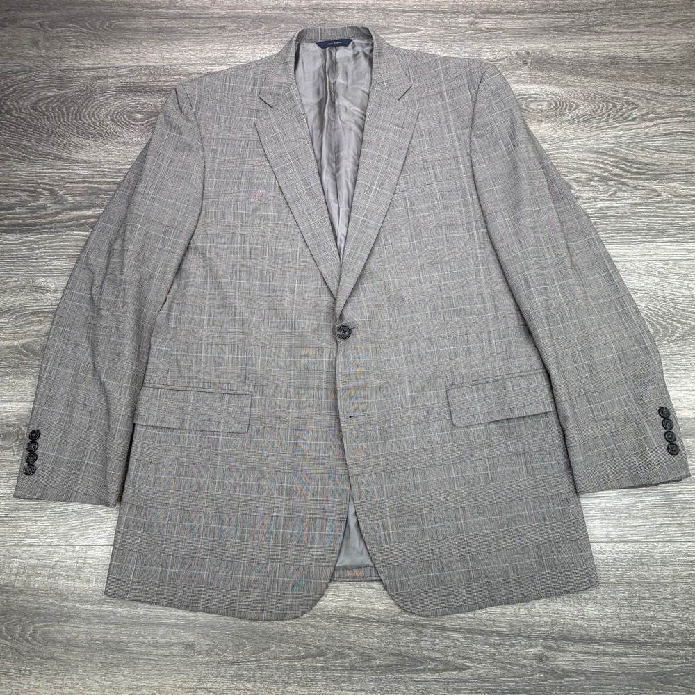 Brooks Brothers Madison Blazer Mens 44L Gray Glen Plaid BrooksCool Sport Coat
